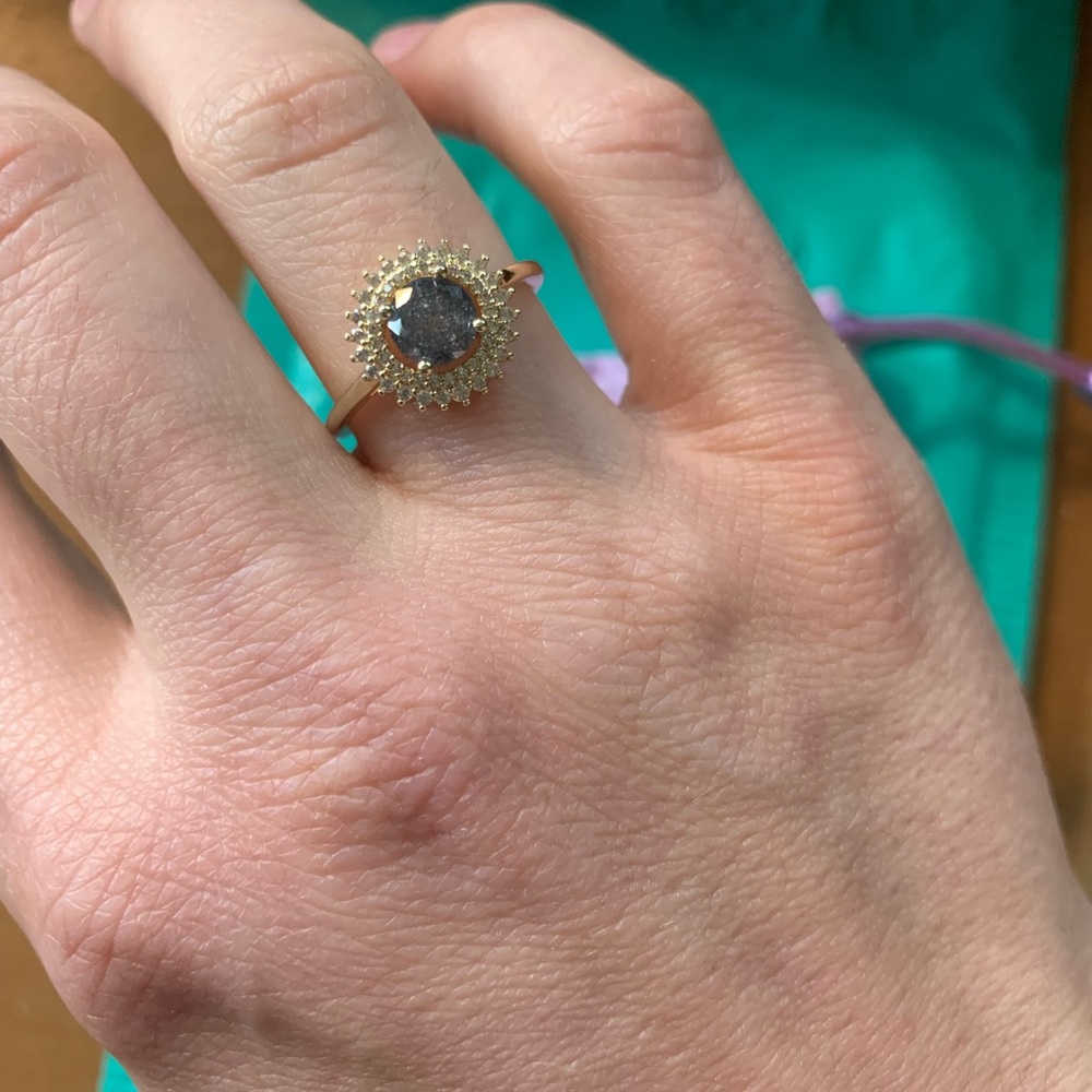 Art Deco Ring - gold and gray stone